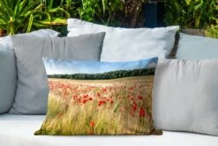 Buitenkussens - Tuin - Wilde Klaprozen In Een Groot Veld - 60x40 Cm -Pillowmonkey 1200x800 2841