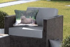 Sierkussen Capibara Voor Buiten - Een Capibara Met Een Klein Vogeltje Op Zich - 50x30 Cm - Rechthoekig Weerbestendig Tuinkussen / Tuinmeubelkussen Van Polyester -Pillowmonkey 1200x800 2846