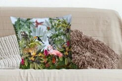 Kussenhoes 60x60 Cm - Natuur - Jungledieren - Tropisch - Jongens - Meisjes - Kinderen - Zebra - Flamingo - Katoen / Polyester - Voor Binnen -Pillowmonkey 1200x800 289