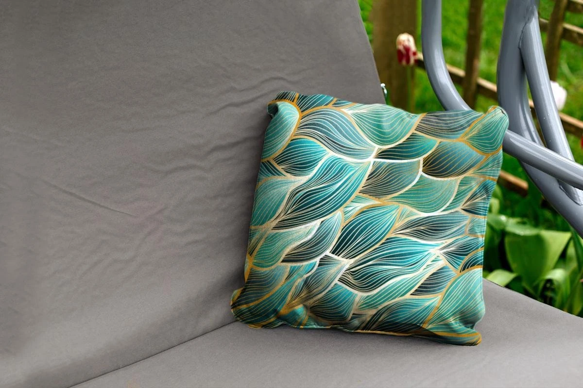 Buitenkussens - Tuin - Gouden Golven Op Een Blauwe Achtergrond - 40x40 Cm 4 Buitenkussens - Tuin - Gouden Golven Op Een Blauwe Achtergrond - 40x40 Cm - Afbeelding 2