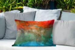 Buitenkussens - Tuin - Abstract Werk Gemaakt Met Waterverf En Rode Met Bruine En Blauwe Kleuren - 60x40 Cm -Pillowmonkey 1200x800 2960