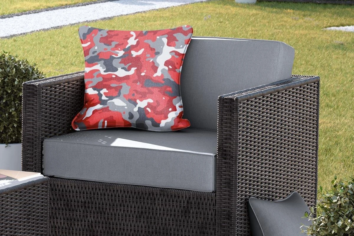 Buitenkussens - Tuin - Rood Met Grijs Camouflage Patroon - 45x45 Cm 7 Buitenkussens - Tuin - Rood Met Grijs Camouflage Patroon - 45x45 Cm - Afbeelding 5