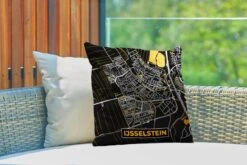Buitenkussen - Plattegrond - IJsselstein - Goud - Zwart - 45x45 Cm - Weerbestendig -Pillowmonkey 1200x800 3059