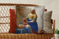 Kussenhoes 60x60 Cm - Het Melkmeisje - Schilderij Van Johannes Vermeer - Katoen / Polyester - Voor Binnen -Pillowmonkey 1200x800 306