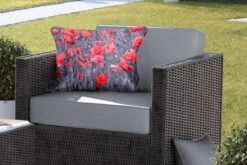 Buitenkussens - Tuin - Rode Klaprozen In Een Zwart Wit Afbeelding - 60x40 Cm -Pillowmonkey 1200x800 3069