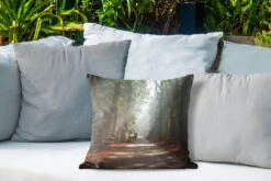 Buitenkussens - Tuin - Hert Op De Weg In Het Bos - 40x40 Cm -Pillowmonkey 1200x800 3116