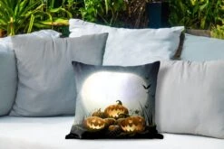 Buitenkussens - Tuin - Een Illustratie Van Lachende Pompoenen Tijdens Halloween - 40x40 Cm -Pillowmonkey 1200x800 3168