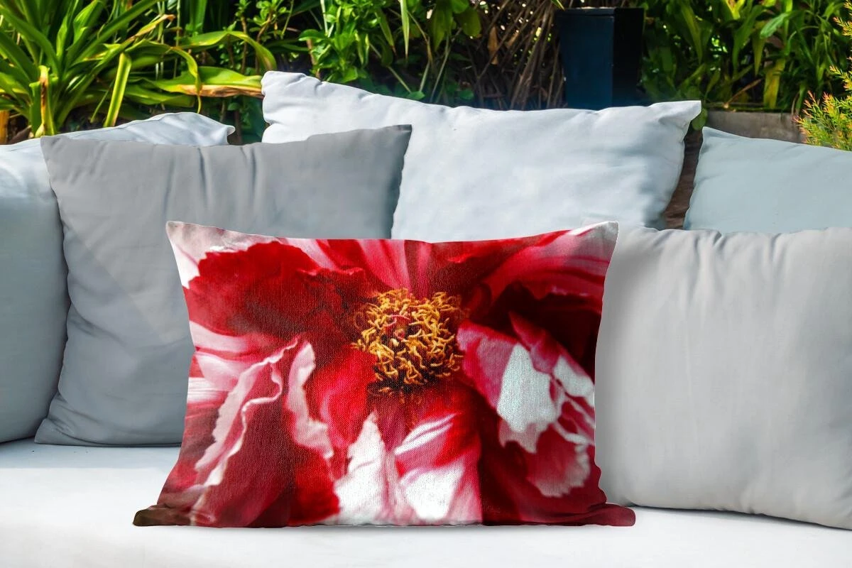 Buitenkussens - Tuin - Een Uitgebloeide Rode Pioenroos - 60x40 Cm 6 Buitenkussens - Tuin - Een Uitgebloeide Rode Pioenroos - 60x40 Cm - Afbeelding 4