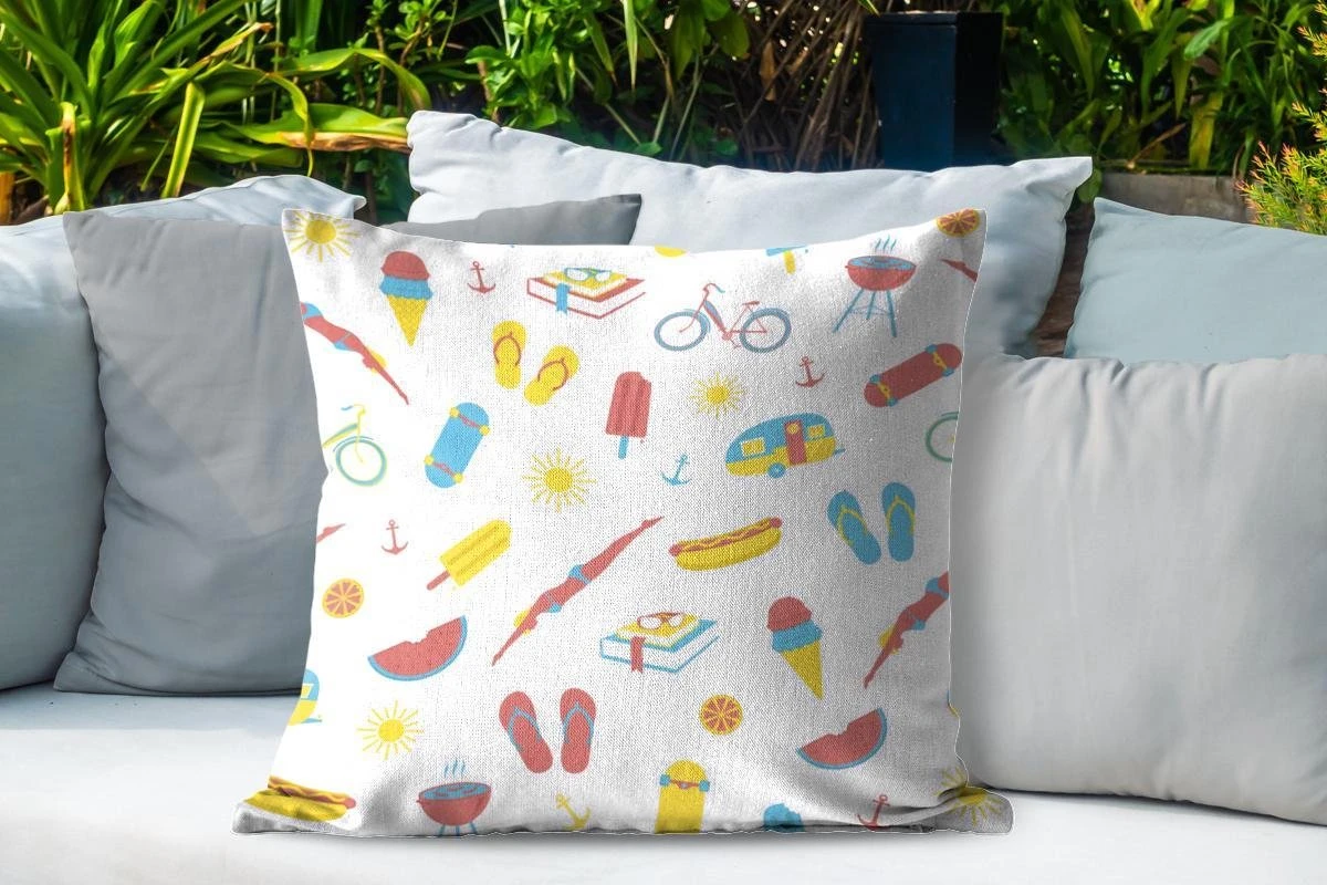 Sierkussen Buiten - Zomer - Vakantie - Symbolen - 60x60 Cm - Weerbestendig 6 Sierkussen Buiten - Zomer - Vakantie - Symbolen - 60x60 Cm - Weerbestendig - Afbeelding 4
