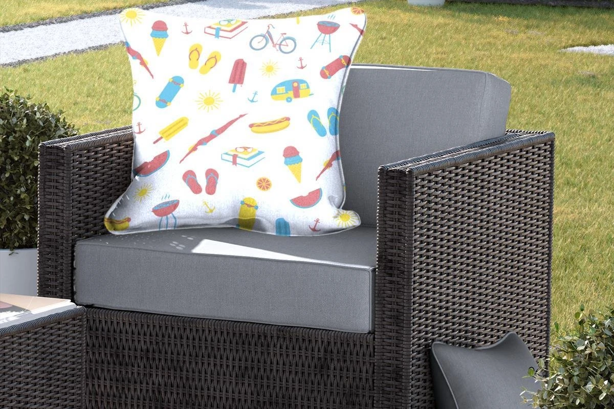 Sierkussen Buiten - Zomer - Vakantie - Symbolen - 60x60 Cm - Weerbestendig 7 Sierkussen Buiten - Zomer - Vakantie - Symbolen - 60x60 Cm - Weerbestendig - Afbeelding 5