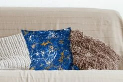 Kussenhoes 40x40 Cm - Marmer - Textuur - Goud - Blauw - Katoen / Polyester - Voor Binnen -Pillowmonkey 1200x800 322