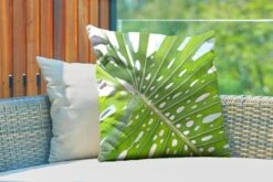 Buitenkussens - Tuin - Een Groen Botanisch Blad In De Zon - 60x60 Cm -Pillowmonkey 1200x800 3231