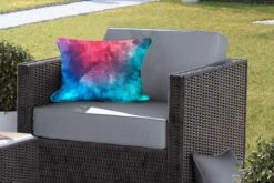 Buitenkussens - Tuin - Abstract Werk Gemaakt Van Waterverf En Rode Met Blauwe En Groene Kleuren - 50x30 Cm -Pillowmonkey 1200x800 3241