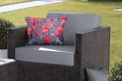 Buitenkussens - Tuin - Rode Klaprozen In Een Zwart Wit Afbeelding - 50x30 Cm -Pillowmonkey 1200x800 3245