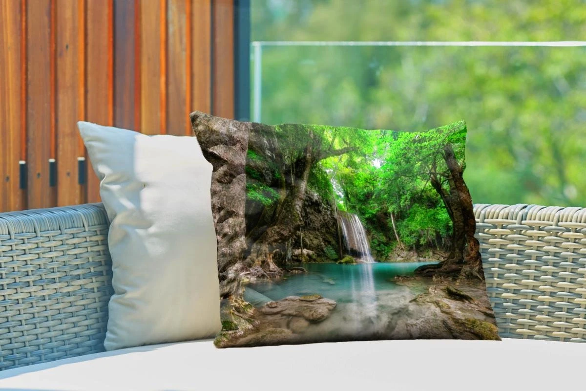 Buitenkussens - Tuin - Erawan Waterval In Jungle Thailand Foto - 60x40 Cm 5 Buitenkussens - Tuin - Erawan Waterval In Jungle Thailand Foto - 60x40 Cm - Afbeelding 3