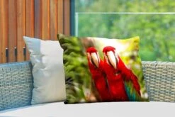 Buitenkussens - Tuin - Rode Papegaaien - 60x40 Cm -Pillowmonkey 1200x800 3291