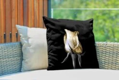 Buitenkussen Weerbestendig - Rozen - Bloemen - Goud - Zwart - 50x50 Cm -Pillowmonkey 1200x800 3319