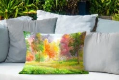Buitenkussens - Tuin - Een Kleurrijke Illustratie Van Bomen - 60x40 Cm -Pillowmonkey 1200x800 3364