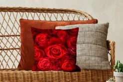 Kussenhoes 40x40 Cm - Bloemen - Rozen - Rood - Katoen / Polyester - Voor Binnen -Pillowmonkey 1200x800 338