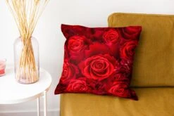 Kussenhoes 40x40 Cm - Bloemen - Rozen - Rood - Katoen / Polyester - Voor Binnen -Pillowmonkey 1200x800 339