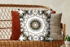 Kussenhoes 50x50 Cm - Zwart Wit Gekleurde Mandala - Katoen / Polyester - Voor Binnen -Pillowmonkey 1200x800 342