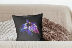 Kussenhoes 45x45 Cm - Bloem - Kleuren - Zwart - Katoen / Polyester - Voor Binnen -Pillowmonkey 1200x800 356