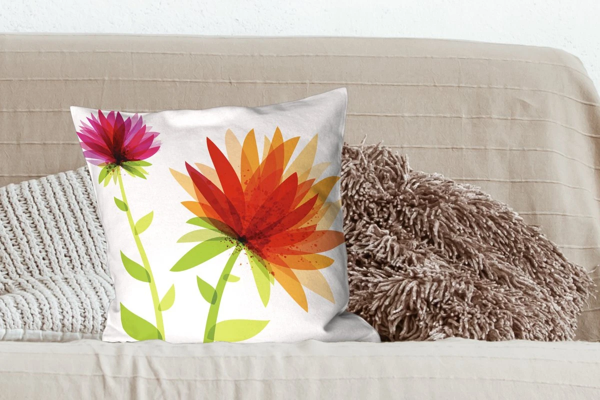 Kussenhoes 50x50 Cm - Een Abstracte Bloemdessin Tekening - Katoen / Polyester - Voor Binnen 5 Kussenhoes 50x50 Cm - Een Abstracte Bloemdessin Tekening - Katoen / Polyester - Voor Binnen - Afbeelding 3