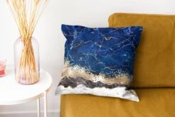 Kussenhoes 40x40 Cm - Marmer - Wit - Goud - Luxe - Katoen / Polyester - Voor Binnen -Pillowmonkey 1200x800 373