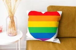 Kussenhoes 40x40 Cm - Een Hart Met Alle Kleuren Van De Regenboog - Katoen / Polyester - Voor Binnen -Pillowmonkey 1200x800 380