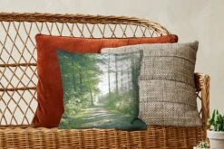 Kussenhoes 40x40 Cm - Bos - Pad - Zon - Bomen - Groen - Natuur - Katoen / Polyester - Voor Binnen -Pillowmonkey 1200x800 389