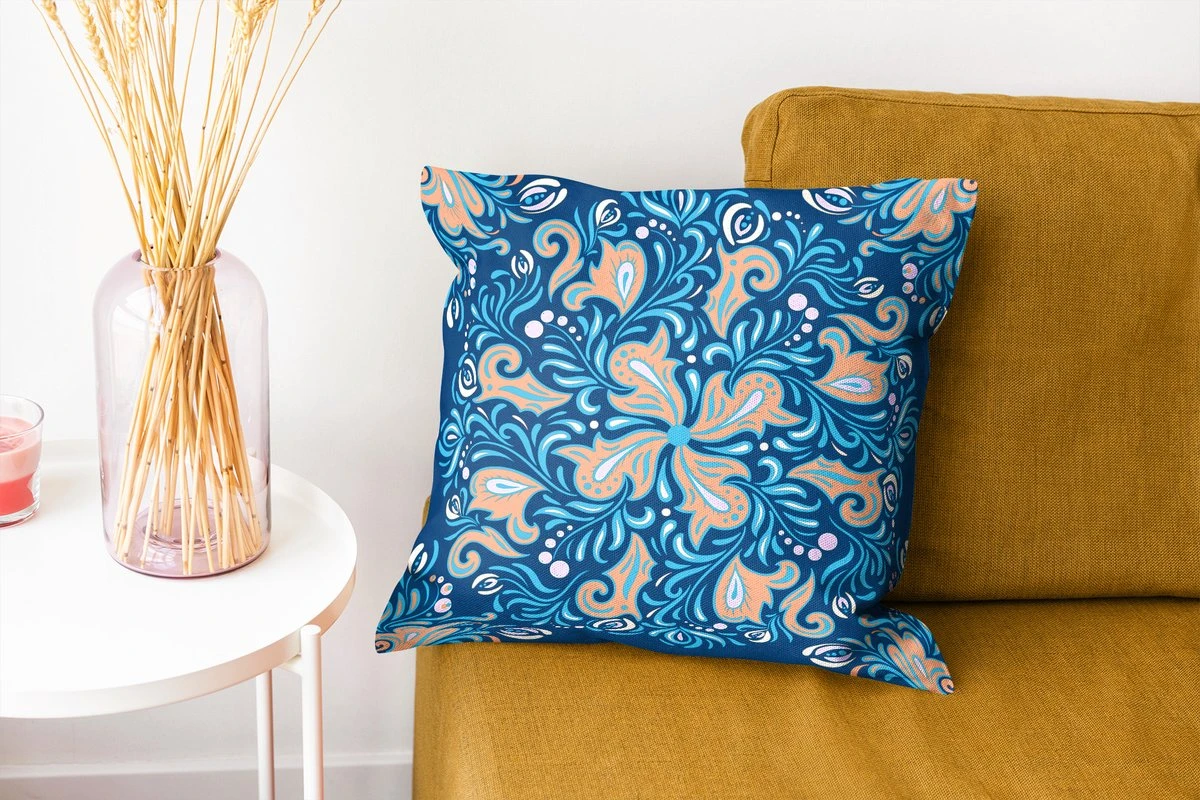 Kussenhoes 40x40 Cm - Bloem - Bladeren - Stippen - Patroon - Katoen / Polyester - Voor Binnen 7 Kussenhoes 40x40 Cm - Bloem - Bladeren - Stippen - Patroon - Katoen / Polyester - Voor Binnen - Afbeelding 5