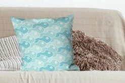 Kussenhoes 60x60 Cm - Vissen - Blauw - Patronen - Katoen / Polyester - Voor Binnen -Pillowmonkey 1200x800 398