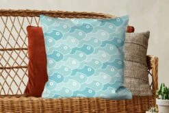 Kussenhoes 60x60 Cm - Vissen - Blauw - Patronen - Katoen / Polyester - Voor Binnen -Pillowmonkey 1200x800 399