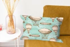 Kussenhoes 50x30 Cm - Vintage - Luchtballon - Kinderen - Patronen - Katoen / Polyester - Voor Binnen -Pillowmonkey 1200x800 403