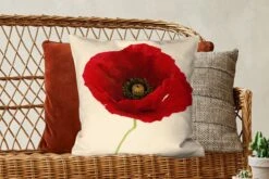 Kussenhoes 50x50 Cm - Close-up Van Een Rode Klaproos - Katoen / Polyester - Voor Binnen -Pillowmonkey 1200x800 409