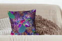 Kussenhoes 50x50 Cm - Patronen - Pauw - Paars - Katoen / Polyester - Voor Binnen -Pillowmonkey 1200x800 428