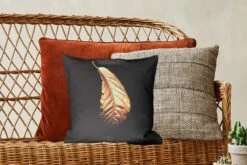 Kussenhoes 40x40 Cm - Bladeren - Luxe - Goud - Zwart - Natuur - Katoen / Polyester - Voor Binnen -Pillowmonkey 1200x800 449