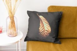 Kussenhoes 40x40 Cm - Bladeren - Luxe - Goud - Zwart - Natuur - Katoen / Polyester - Voor Binnen -Pillowmonkey 1200x800 450