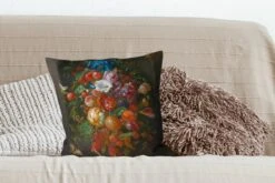 Kussenhoes 45x45 Cm - Festoen Van Vruchten En Bloemen - Schilderij Van Jan Davidsz. De Heem - Katoen / Polyester - Voor Binnen -Pillowmonkey 1200x800 456