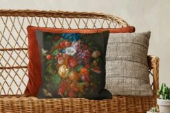 Kussenhoes 45x45 Cm - Festoen Van Vruchten En Bloemen - Schilderij Van Jan Davidsz. De Heem - Katoen / Polyester - Voor Binnen -Pillowmonkey 1200x800 457