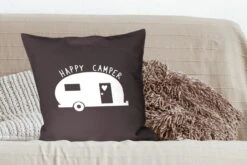 Kussenhoes 60x60 Cm - Spreuken - Happy Camper - Quotes - Katoen / Polyester - Voor Binnen -Pillowmonkey 1200x800 459