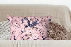 Kussenhoes 60x40 Cm - Marmer - Goud - Roze - Blauw - Patronen - Katoen / Polyester - Voor Binnen -Pillowmonkey 1200x800 468