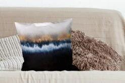 Kussenhoes 50x50 Cm - Abstract - Goud - Luxe - Blauw - Katoen / Polyester - Voor Binnen -Pillowmonkey 1200x800 478