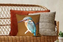 Kussenhoes 40x40 Cm - IJsvogel - Takken - Kleurrijk - Katoen / Polyester - Voor Binnen -Pillowmonkey 1200x800 483