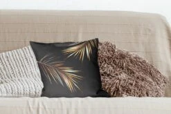 Kussenhoes 40x40 Cm - Bladeren - Planten - Goud - Zwart - Luxe - Katoen / Polyester - Voor Binnen -Pillowmonkey 1200x800 493