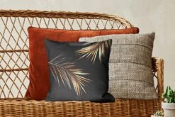 Kussenhoes 40x40 Cm - Bladeren - Planten - Goud - Zwart - Luxe - Katoen / Polyester - Voor Binnen -Pillowmonkey 1200x800 494