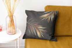 Kussenhoes 40x40 Cm - Bladeren - Planten - Goud - Zwart - Luxe - Katoen / Polyester - Voor Binnen -Pillowmonkey 1200x800 495