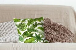 Kussenhoes 40x40 Cm - Bladeren - Wit - Patroon - Meisjes - Kinderen - Jongens - Kids - Katoen / Polyester - Voor Binnen -Pillowmonkey 1200x800 497