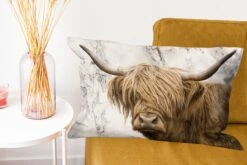 Kussenhoes 60x40 Cm - Schotse Hooglander - Marmer - Dieren - Katoen / Polyester - Voor Binnen -Pillowmonkey 1200x800 536