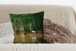 Kussenhoes 50x50 Cm - Reiger - Bos - Meer - Katoen / Polyester - Voor Binnen -Pillowmonkey 1200x800 556